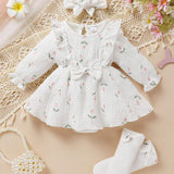 Conjunto Infantil Luxo 3 Peças - Com meia e Laço