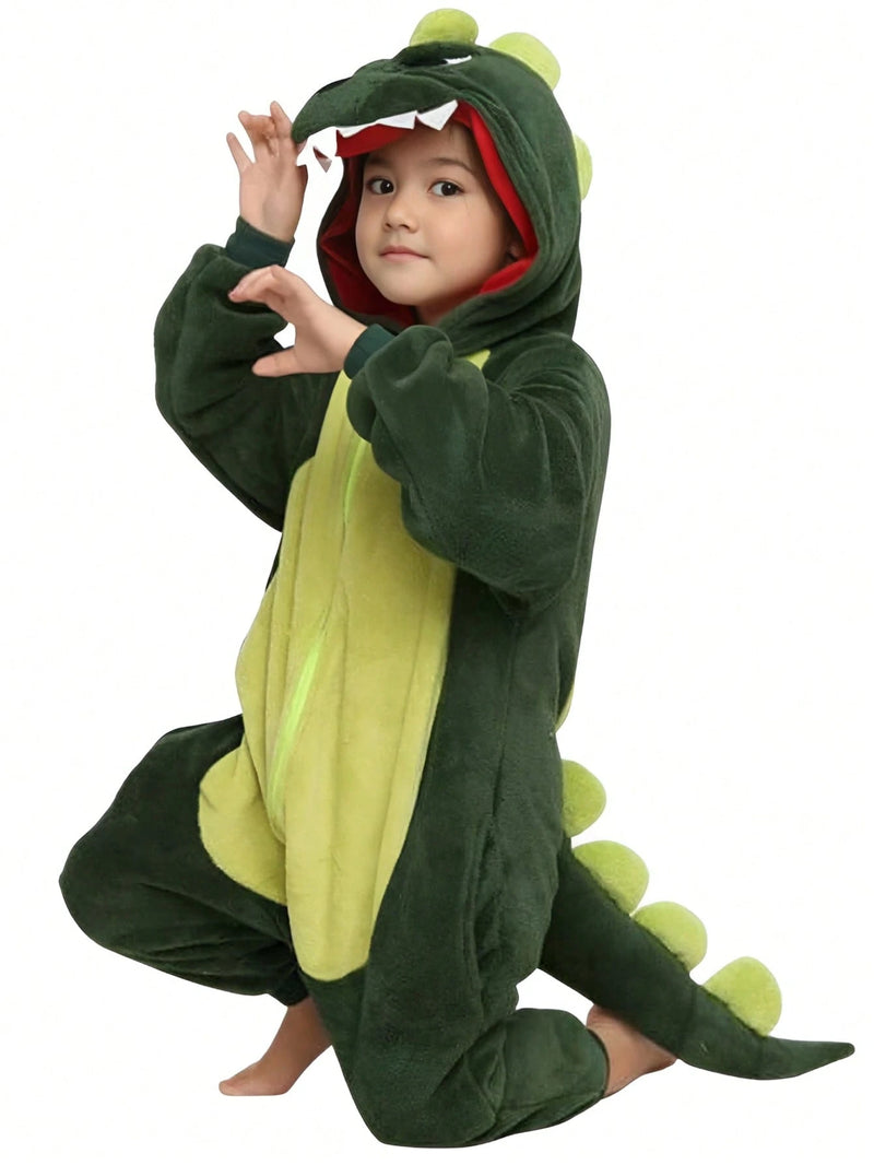 SHEIN Macacão Pijama Infantil de Dinossauro com Capuz Menino Kigurumi