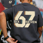 Camiseta Pré-Adolescente Masculina com Estampa Numérica "Six Seven" 67