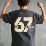 Camiseta Pré-Adolescente Masculina com Estampa Numérica "Six Seven" 67