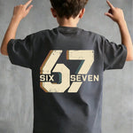 Camiseta Pré-Adolescente Masculina com Estampa Numérica "Six Seven" 67