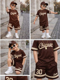 Conjunto Infantil Masculino Camisa e Bermuda Dry Fit Marrom